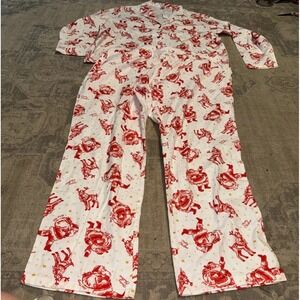 Old Navy 2-Piece Set Christmas Pajamas Santa Pattern Sz XL X-Large Red White New